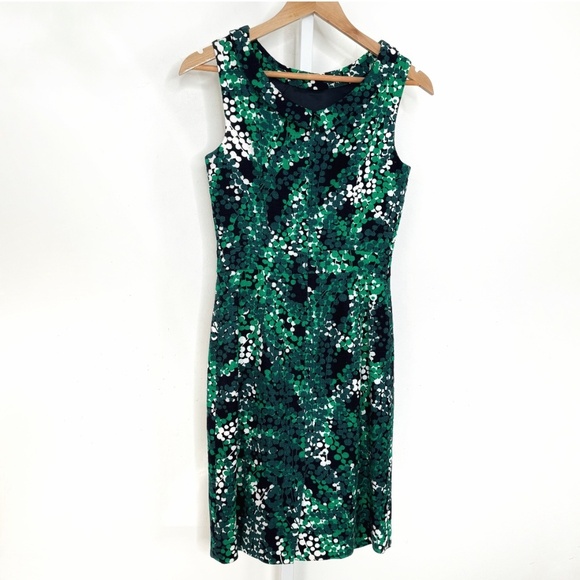 NEW Boden Martha Shift Dress Green Black Print Sleeveless Cotton Blend Size 2 - Picture 3 of 13